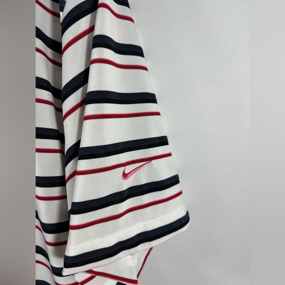 Nike Golf Dri-Fit White Red Black Striped Polo Short Sleeve Shirt XL Q1 - Picture 4 of 13
